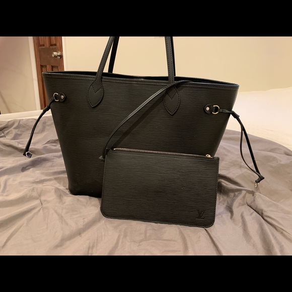 Louis Vuitton Neverfull MM Black Leather Tote - Picture 1 of 16